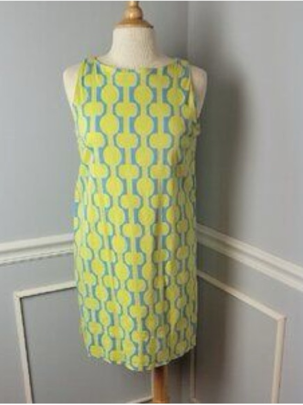 Gretchen Scott Designs Lime & Aqua Geometric Shift Dress